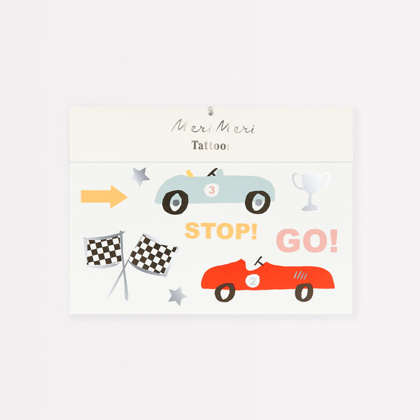 Kids love temporary tattoos and will be thrilled by these classic race car designs. Pop into party bags or share out as party favours.