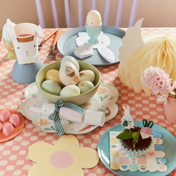 Our party cups, perfect for Easter dinner, feature cute bunnies with on-trend gingham bows. Image2