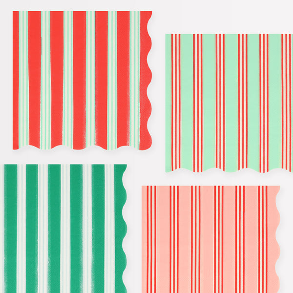 Our Christmas party set includes striped paper plates, cups and napkins, and a luxury velvet garland.  Image7