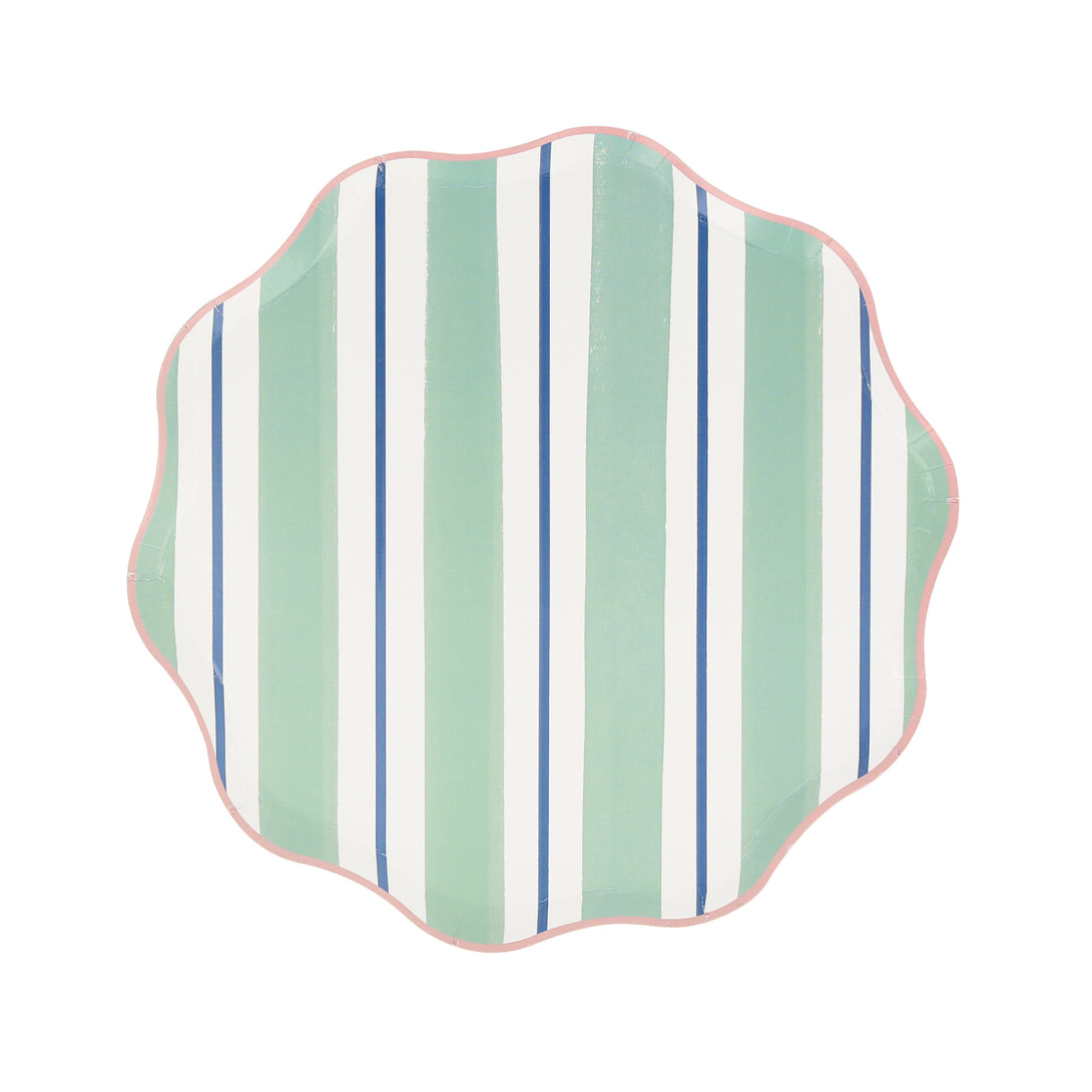 Our side plates, with classic pretty stripes, are the perfect paper plates for picnics, garden parties, beach parties and pool parties.