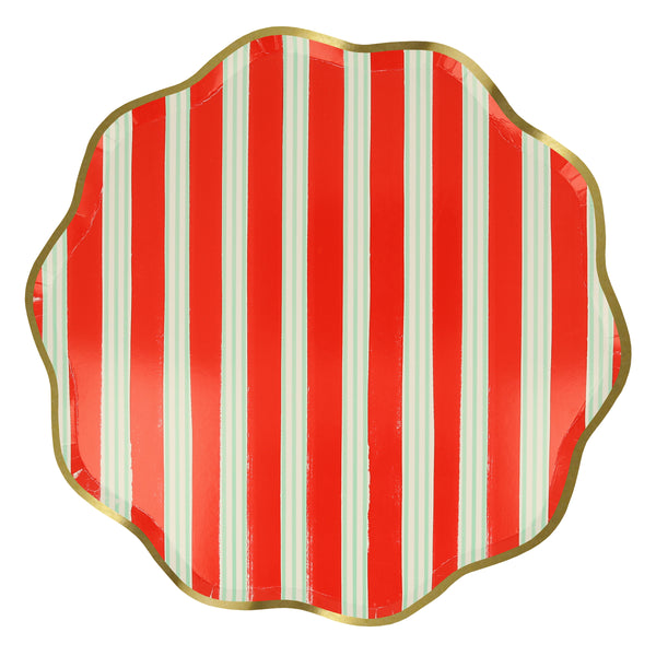 Our Christmas  paper plates feature stylish stripes in festive colours, wavy edges and shiny gold foil borders. Image3
