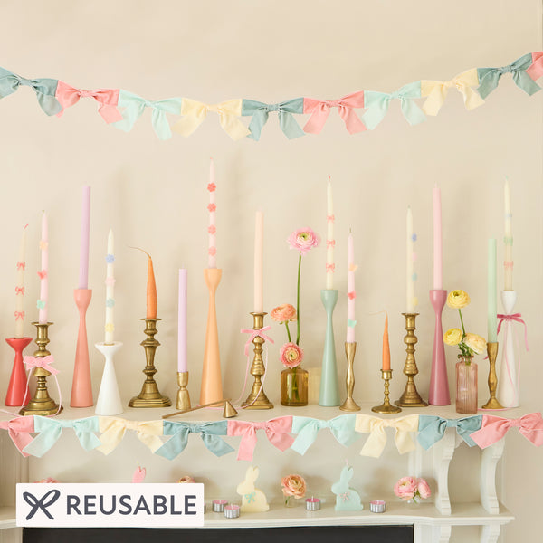 Our velvet bow fabric garland makes a special hanging decoration for a baby shower or bridal shower. Image1