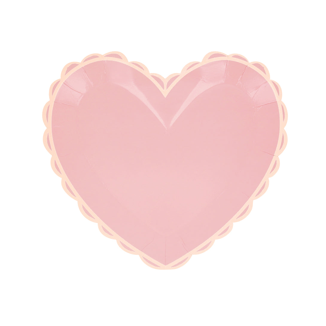 Our small plates, in heart shapes, feature a range of pretty pastel colours and a scalloped border.