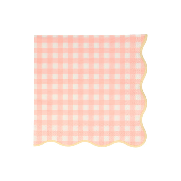 Our disposable napkins with a gingham print and scalloped edge will look amazing on your party table. Image2