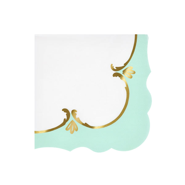 Our party napkins feature an exquisite rococo design with pastel shades and shiny gold foil,  made from high quality paper, for a stylish effect. Image5
