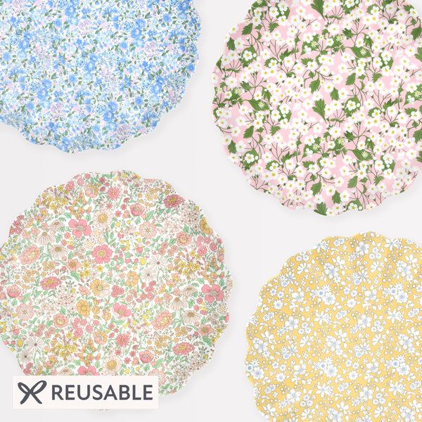 Our large reusable plates feature Liberty print designs, making them the perfect party plates for garden parties, afternoon tea or picnics. Image1