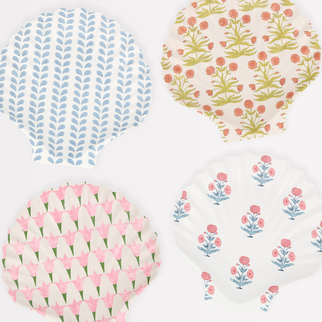 Our reusable plates are made from melamine and have 4 different Molly Mahon bohemian patterns.