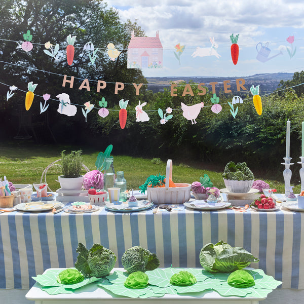 Our paper garland set is perfect to add to your Easter decorations, featuring 3D vegetables, and springtime flowers and animals. Image2