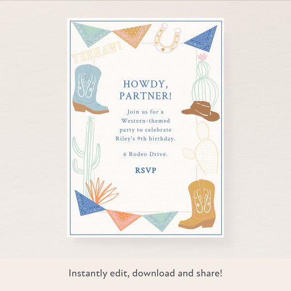 Western Download & Print Invitation