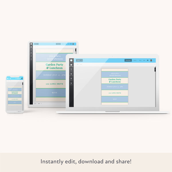 Blue Cabana Stripe Download & Print Invitation