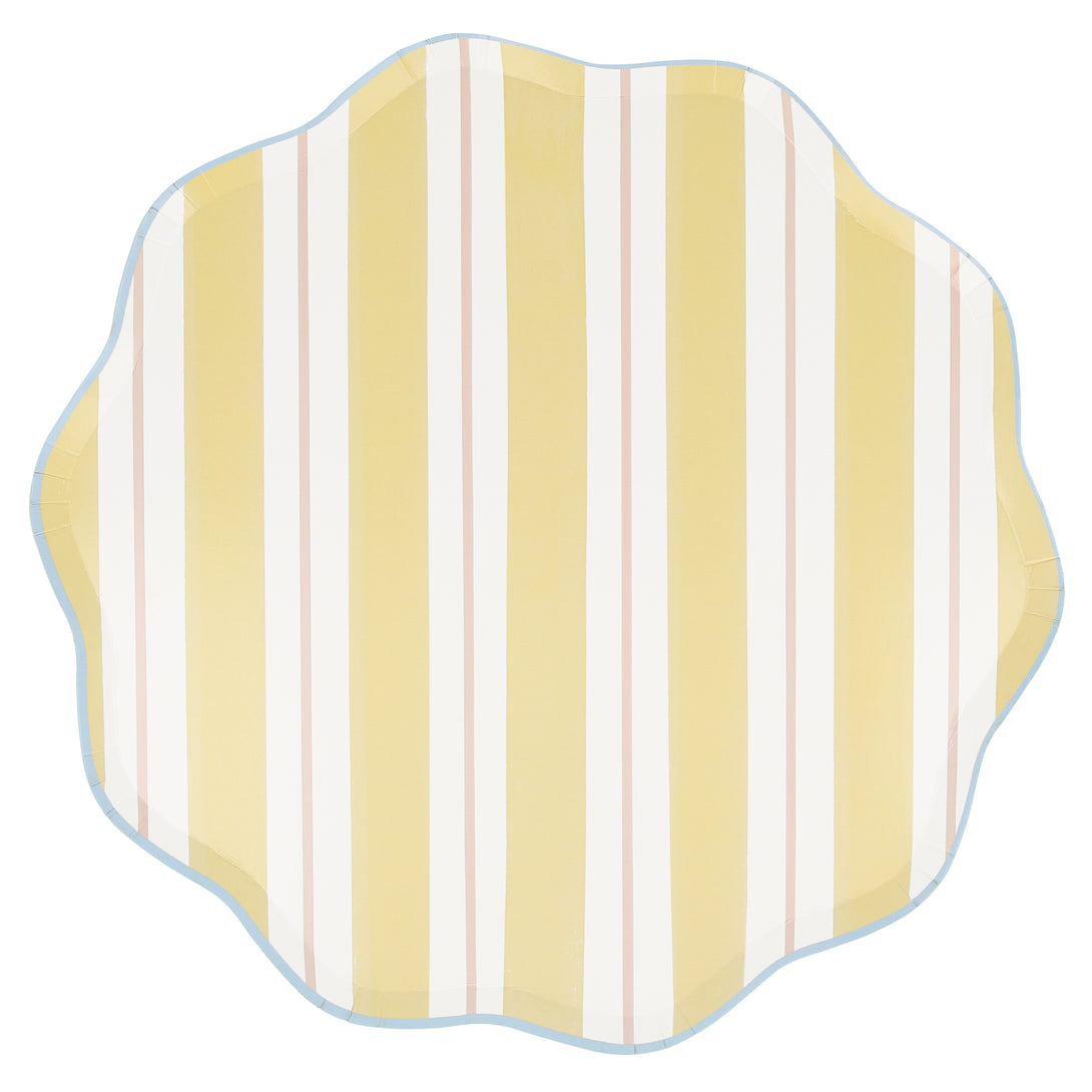 Our dinner plates, made with high-quality paper, feature bright stripes that are perfect as picnic plates and garden party plates.