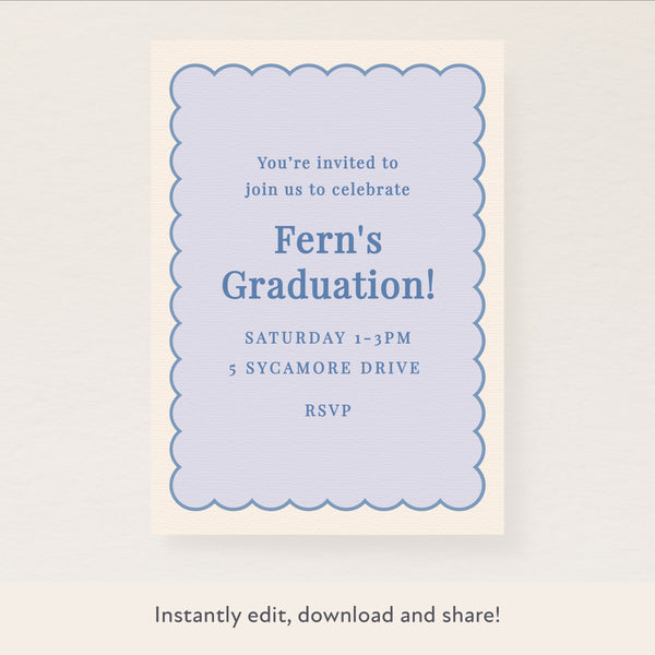 Periwinkle Scallop Download & Print Invitation