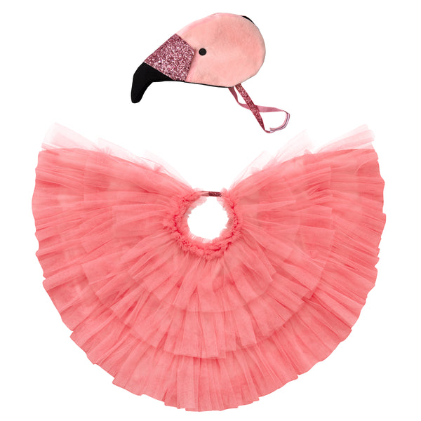 Our flamingo dress-up set includes a layered tulle winged cape and an exquisite headdress, ideal for Halloween, festivals, parties and playtime. Image4