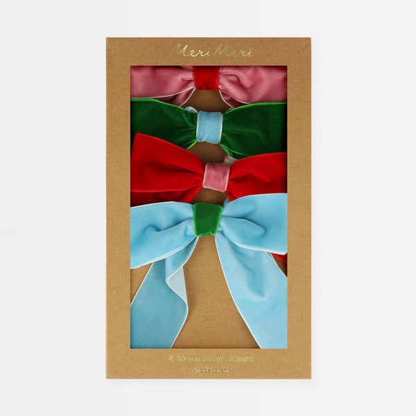 Our velvet bows make versatile Christmas gift box decoration ideas. Image8