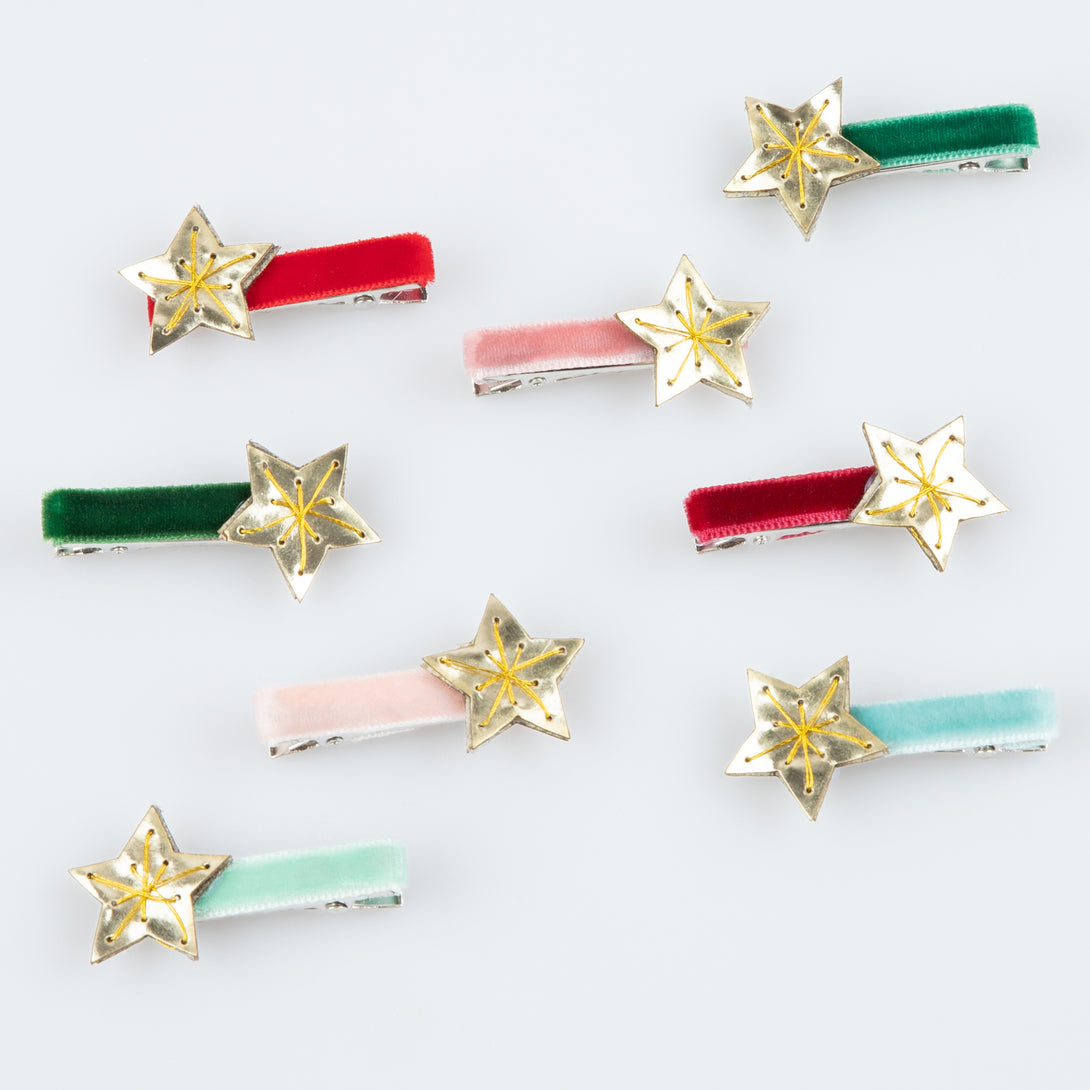 Our star hair clips will add to your Christmas party wear, and are made with velvet and leatherette for a luxurious look.