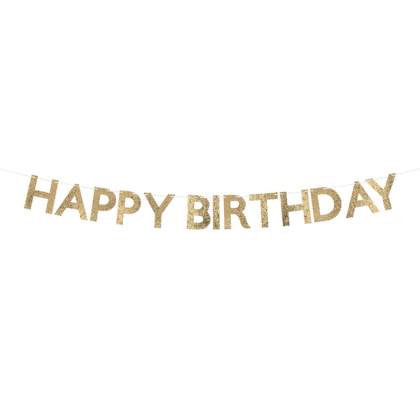 Our gold birthday garland, made from glitter fabric, is perfect to add to your birthday decorations, to reuse year after year. Image4