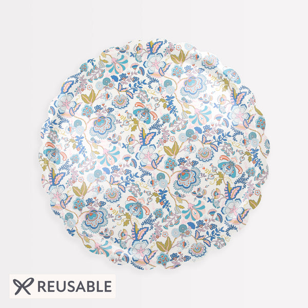Our small tray has a pretty Liberty print design, scalloped edge, and is crafted from birch veneer plywood with a melamine coating. Image1