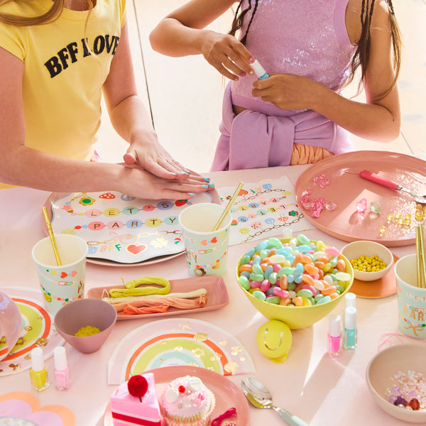 Our paper cups, with pastel colours, shiny gold foil and pretty charm inspired designs, are ideal as birthday party cups. Image2