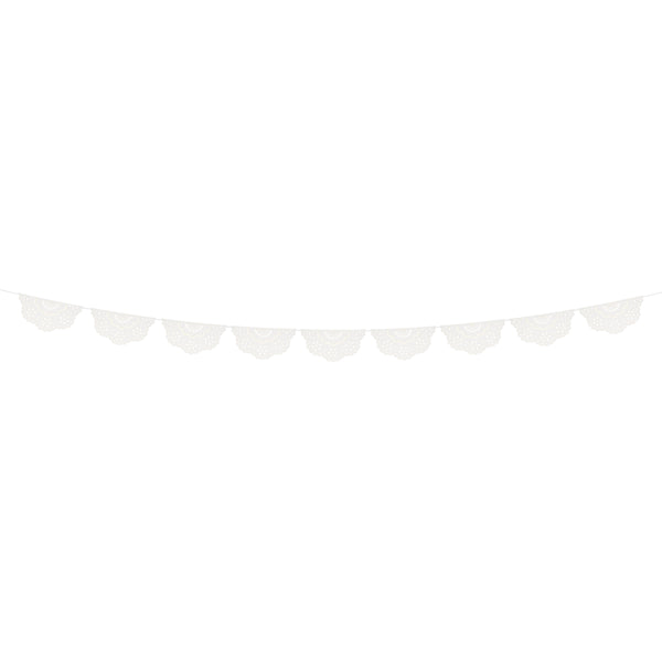Our white party garland, with scalloped details and an embossed lace design, is ideal as a baby shower garland. Image3