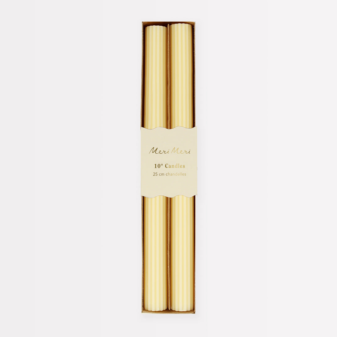 Our long candles, in a cheery yellow, look amazing on the mantel or table. Image5