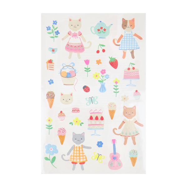 Our temporary tattoos for kids feature colourful and charming designs of kittens and fun icons, perfect for a kitten themed birthday party. Image2