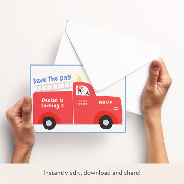 Fire Truck Download & Print Invitation
