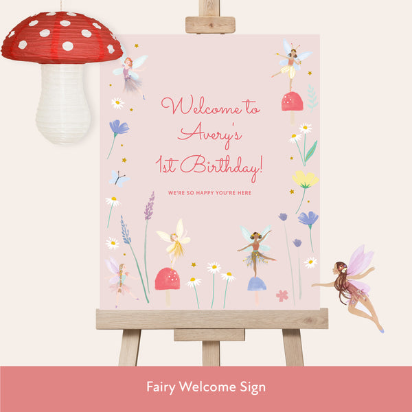 Our digital party bundle, with bright and beautiful fairy illustrations, includes all you need to welcome guests to your party. Image2