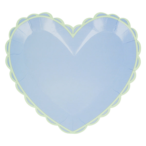 Our dinner plates, in heart shapes, feature a range of pretty pastel colours and a scalloped border. Image9