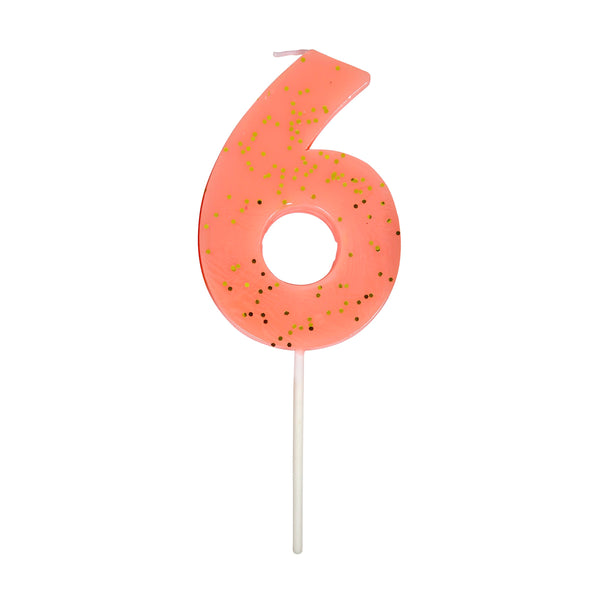 Coral Number 6 Candle,Coral Number 6 Candle Image1