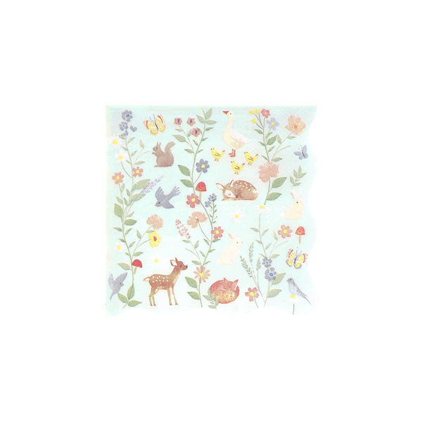 Our paper small napkins, made from 3-ply paper, have an adorable baby animals and floral design in soft colours, ideal for first birthday parties. Image5