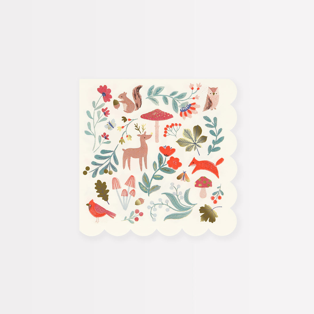 Give your Christmas a colourful folk look with our paper napkins with woodland animals and flowers.