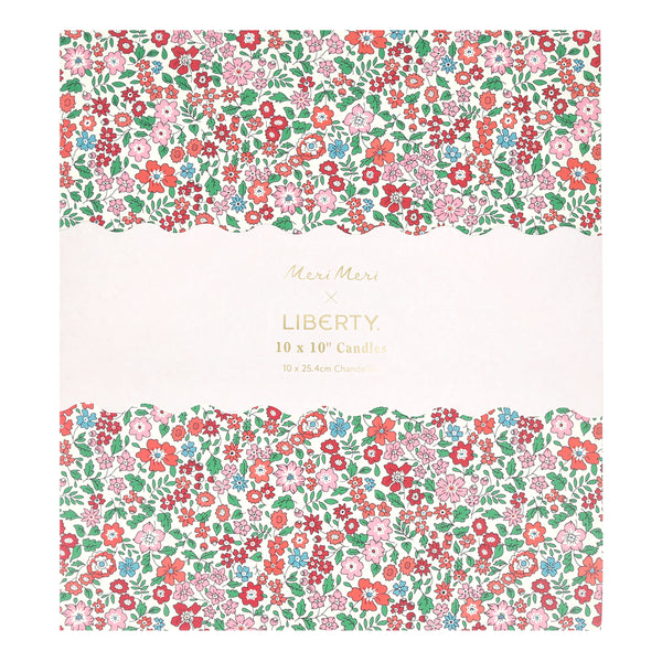 Our Christmas candle gift box features 10 ridged table candles, in 5 joyful colours, presented in a box with a classic Liberty print designs. Image5