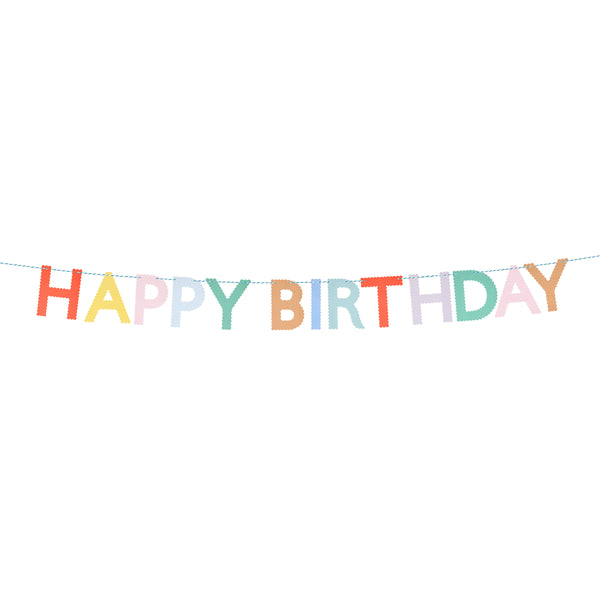 Our Happy Birthday garland, made with bright paper letters with scalloped details, adds a stylish and colourful decoration. Image2