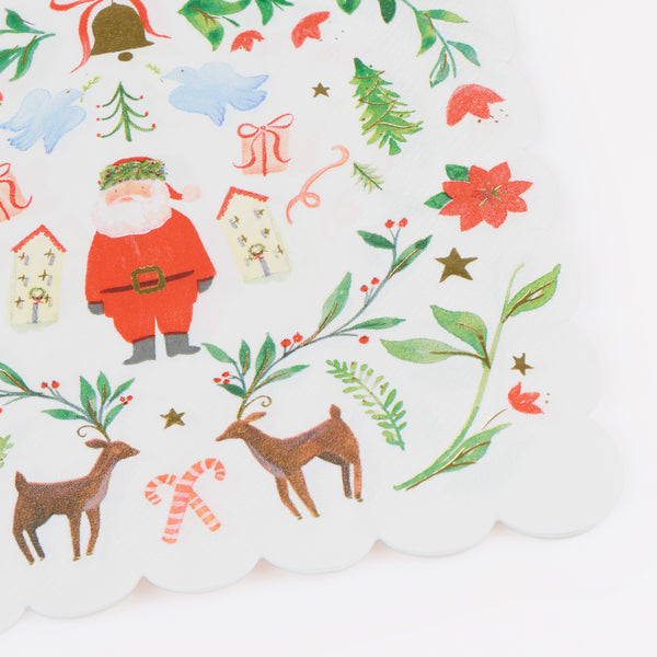 Our large Christmas napkins, made from 3-ply paper, feature Santa in a folk-inspired design for a warm nostalgic look to your celebrations. Image2
