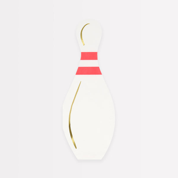 Our bowling pin napkins are the perfect paper napkins for a bowling party or '50s diner themed party.