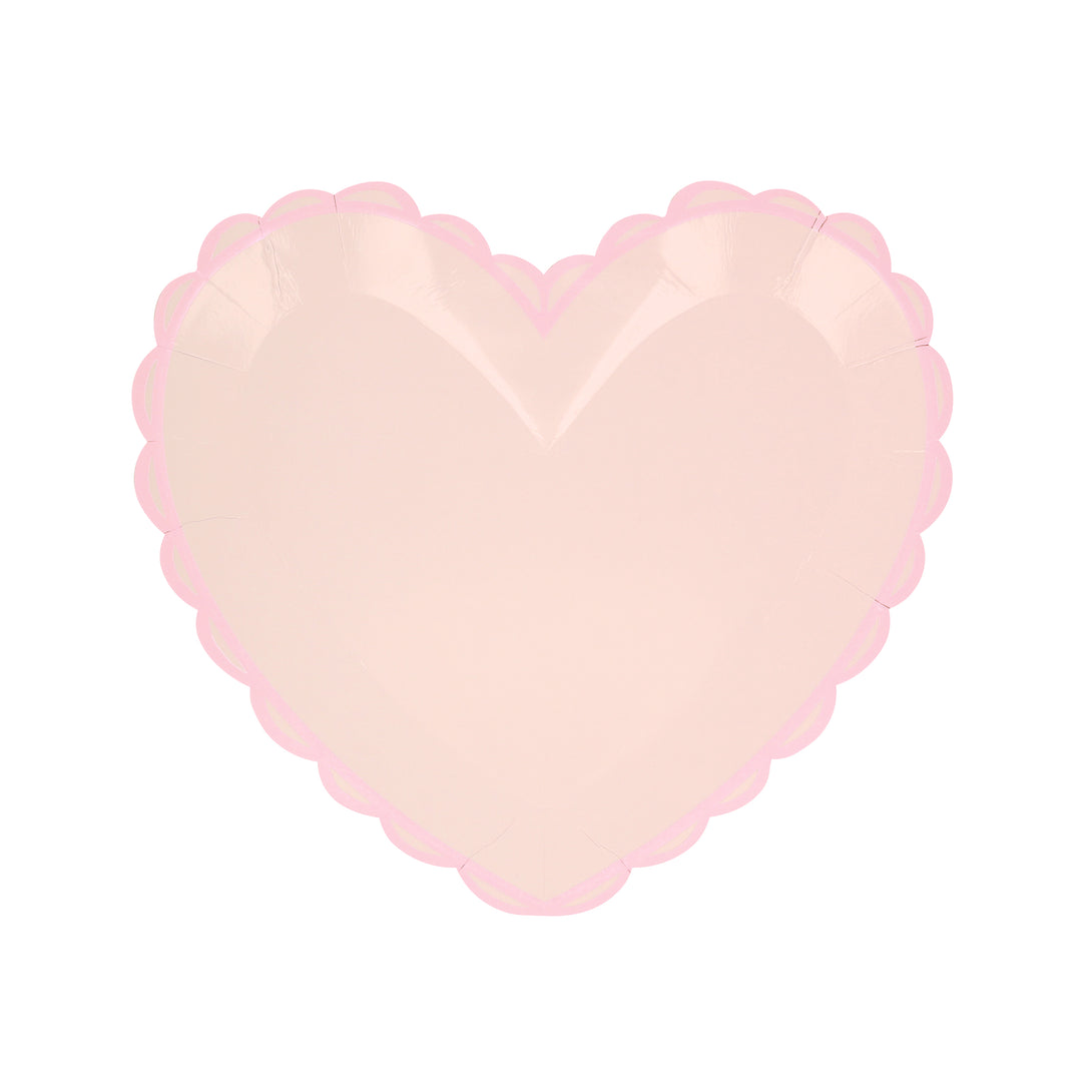 Our small plates, in heart shapes, feature a range of pretty pastel colours and a scalloped border.