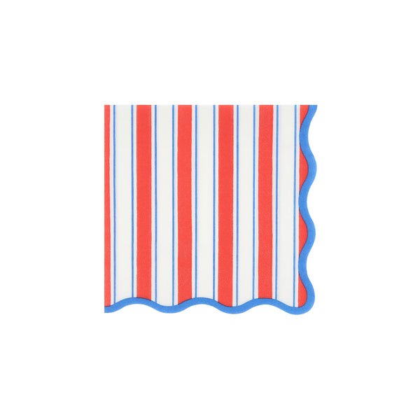 Use our small napkins, made from 3-ply paper with red, blue and white stripes, to enhance a nautical themed party or chic celebration. Image4