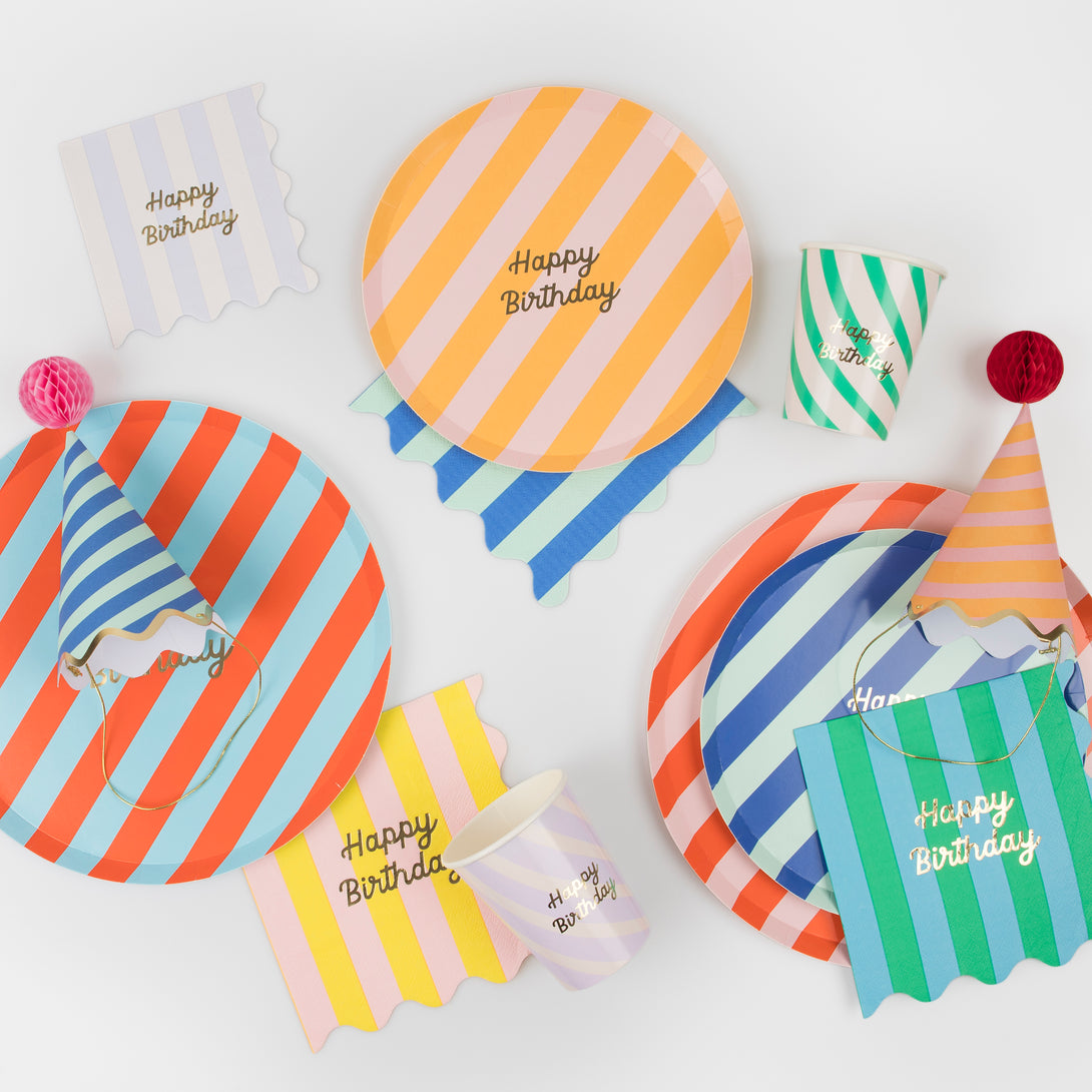 Choose our bright and striped party bags to thrill your party guests.