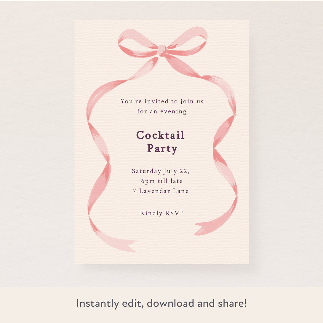 Pink Bow Invitations Meri Meri UK