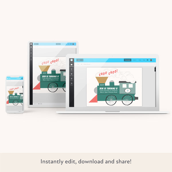 Train Download & Print Invitation