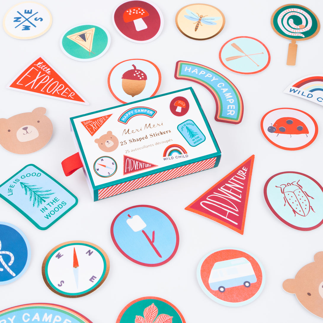 Add our camping adventure stickers to your party bags, ideal for nature lovers.