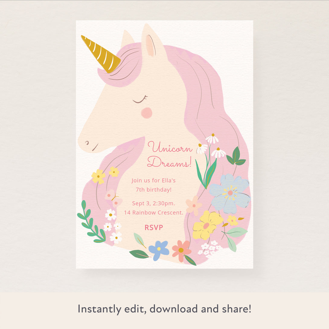 Unicorns Download & Print Invitation