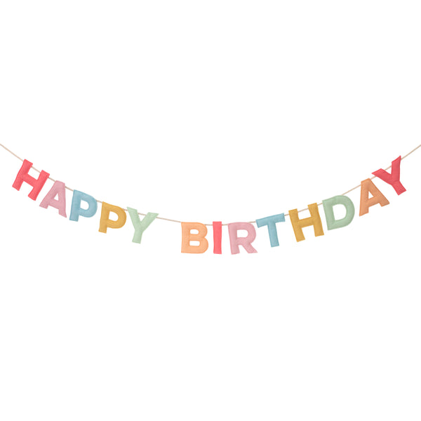 Add a rainbow of colour to your birthday party supplies with a colourful felt garland, paper tablecloth and bright birthday cake candles.  Image6