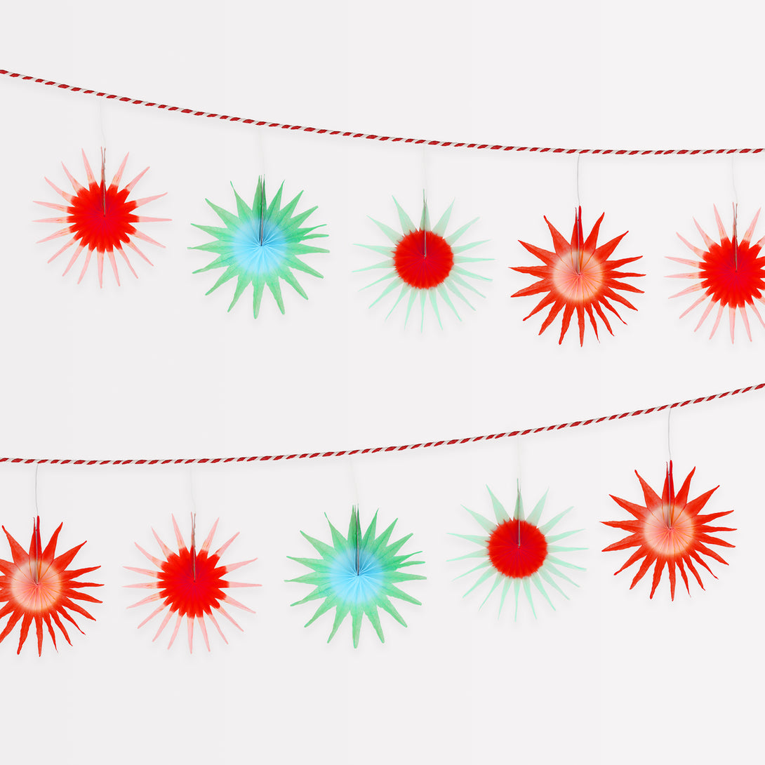 Our star garland, in bright colours, is the perfect modern Christmas garland.