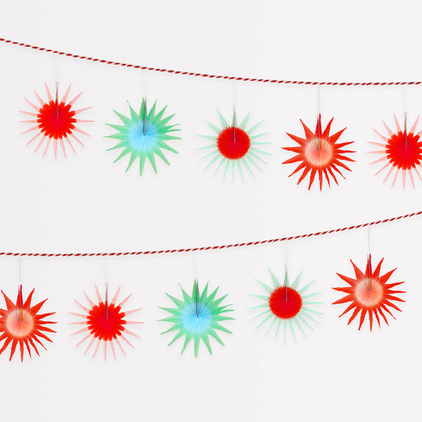 Our star garland, in bright colours, is the perfect modern Christmas garland.