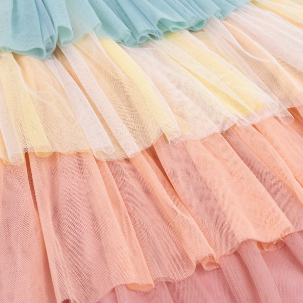 This princess costume for kids is made from colourful tulle layers and comes with a gold princess crown. Image8