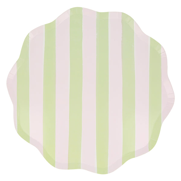Our paper dinner plates, with stylish pastel stripes, are ideal as dinner plates for any special party. Image5