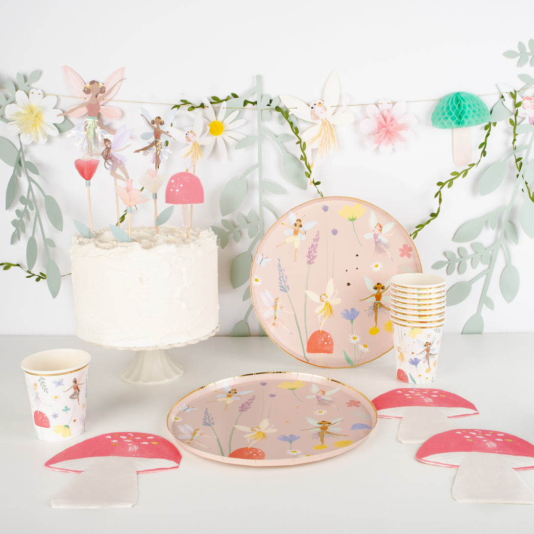 Our fairy birthday party collection includes a beautiful fairy party decoration and fairy themed tableware. 