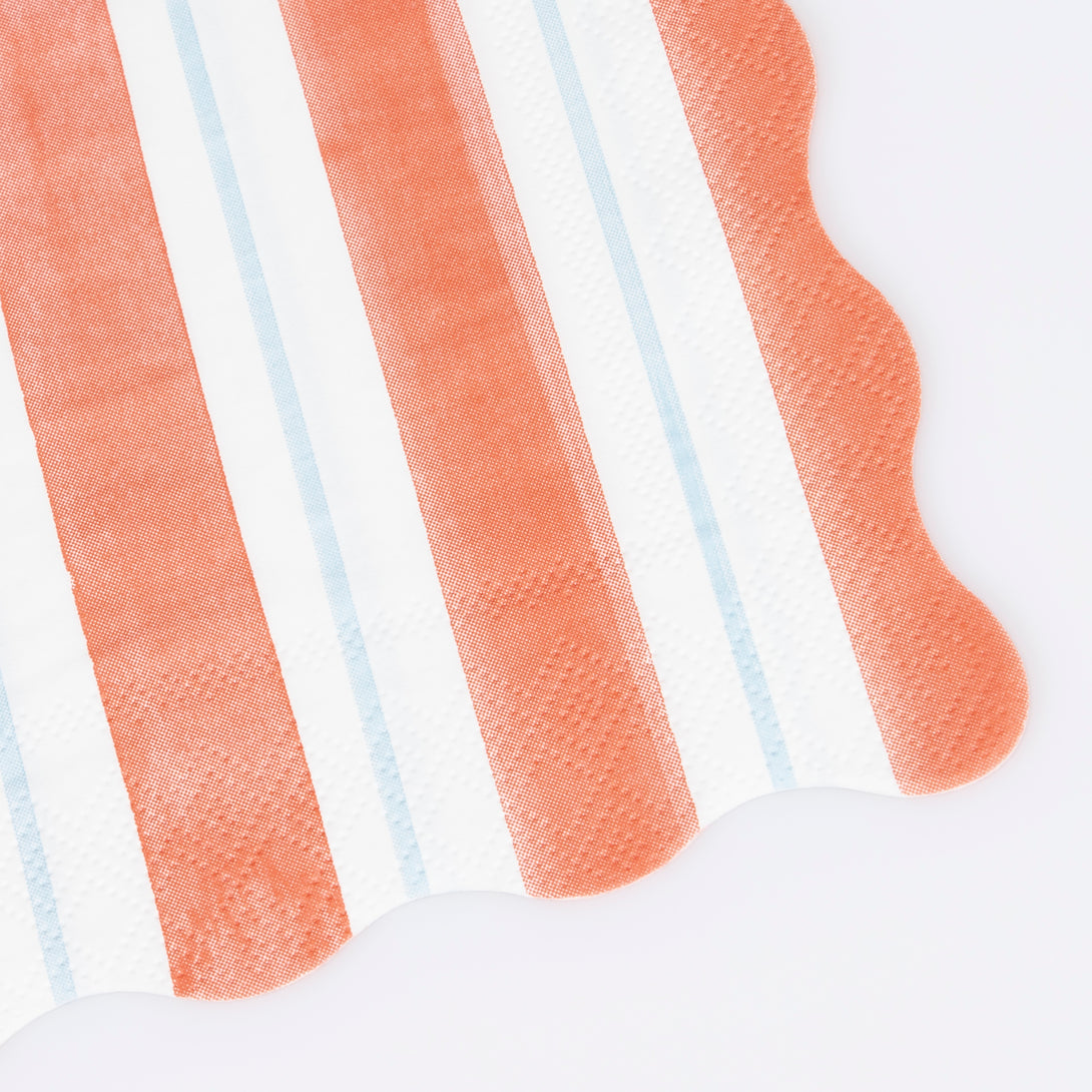 Our striped napkins, crafted from 3-ply paper, are ideal for picnics, garden parties, beach parties and pool parties.