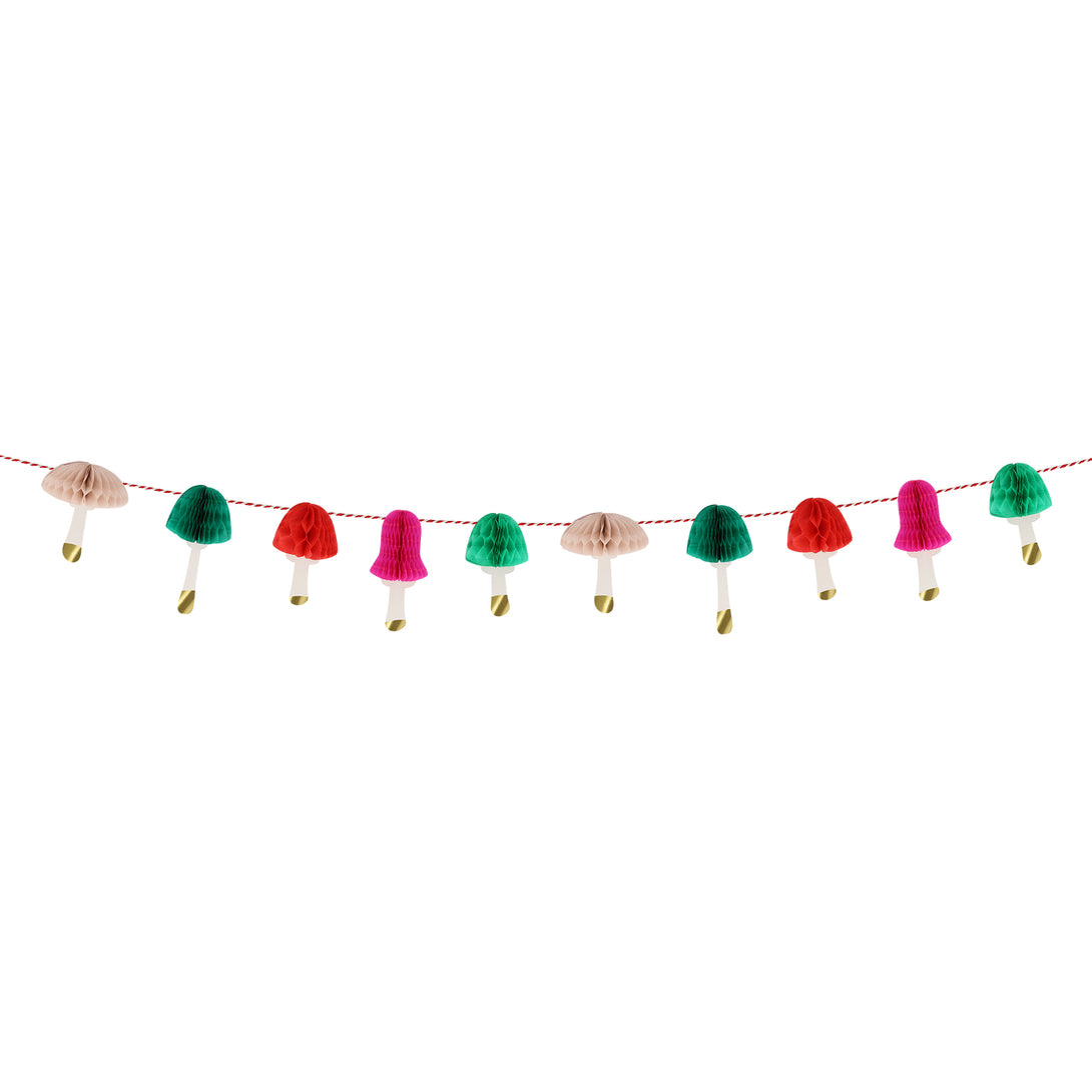 If you're looking for a Christmas wall decoration that's on trend then you'll love our mini paper garland with colourful mushrooms.